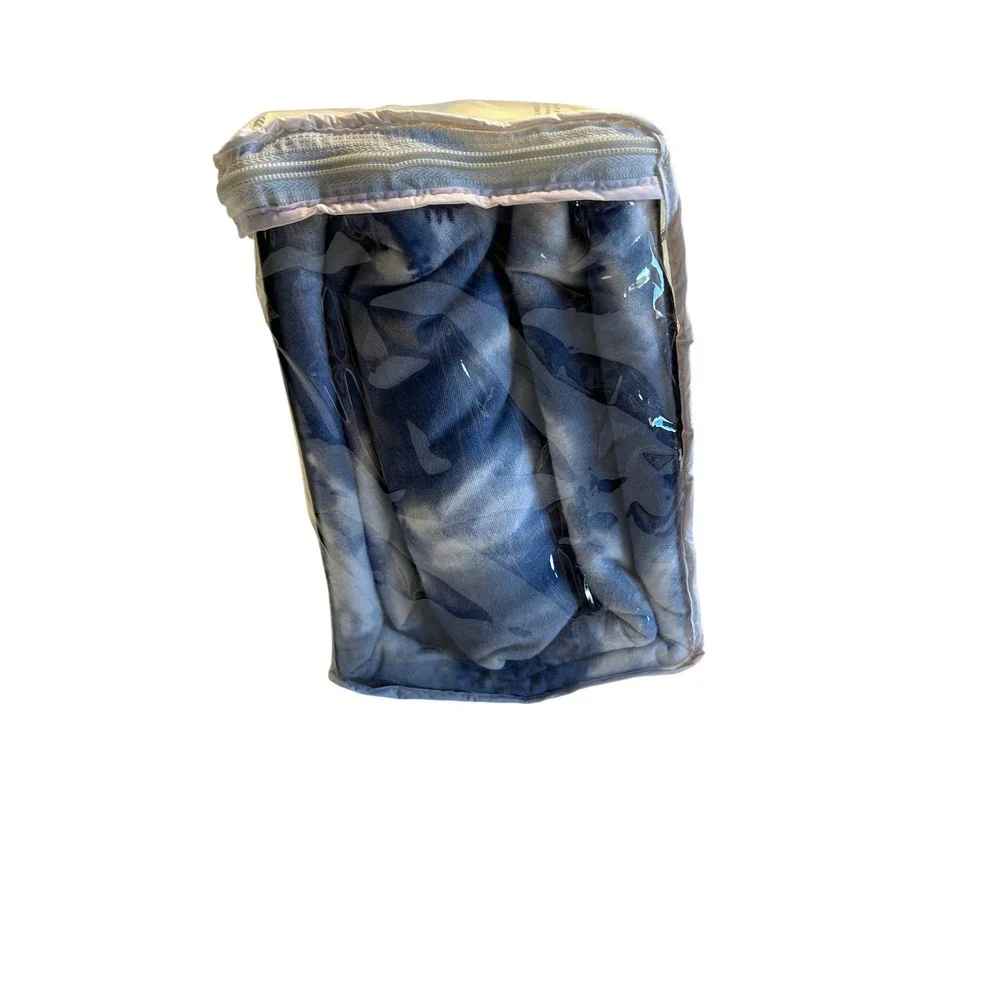 King Flannel Sheet Set Blue White‎ Tie Dye 100% Cotton 4 Pc Oversized Bedding